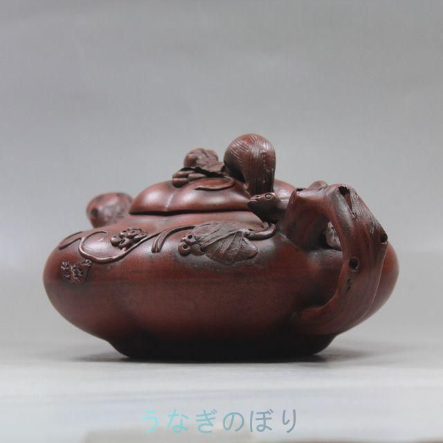 中国宜興　朱泥　葡萄栗鼠　急須　紫砂壺　茶壺　在銘　煎茶道具 中国宜興 朱泥 葡萄栗鼠 急須 紫砂壺 茶壺 在銘 煎茶道具 Yahoo