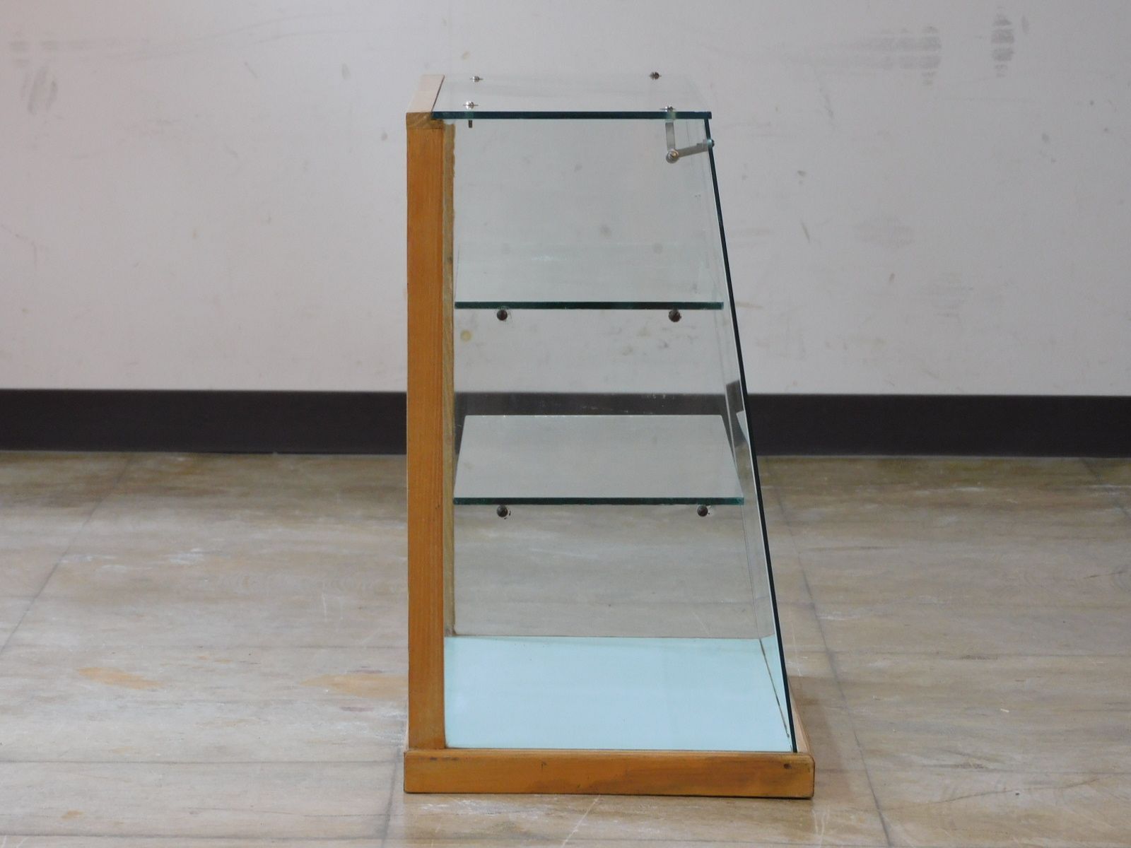 g270 古い木製 ガラスケース 2段 卓上 ショーケース パンケース