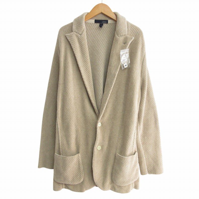 ラルディーニ LARDINI 近年モデル ニットジャケット テーラードジャケット ブレザー 2B イタリア製 ベージュ L IBO68