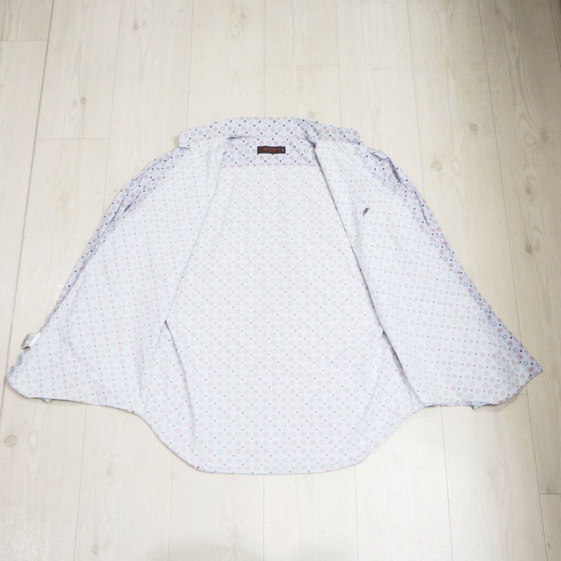 ETRO エトロ 総柄 コットン 長袖メンズシャツ 42 ネイビー M10-k057 KARIMZIABAT_FR