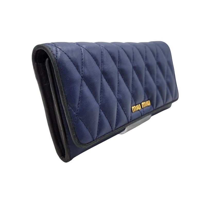 miu miu　ロングウォレット 中古品】Miu Miu ミュウ ミュウ QUILTING LONG WALLET キルティング