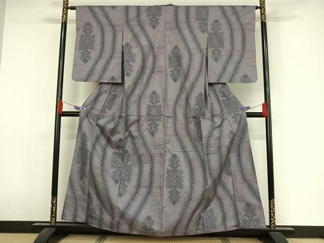 平和屋着物●本場大島紬　泥染め　一元絣　樹林風景文　正絹　逸品　AAAX0774zg 平和屋着物○本場大島紬 泥染め 一元絣 樹林風景文 正絹 逸品 AAAX0774zg