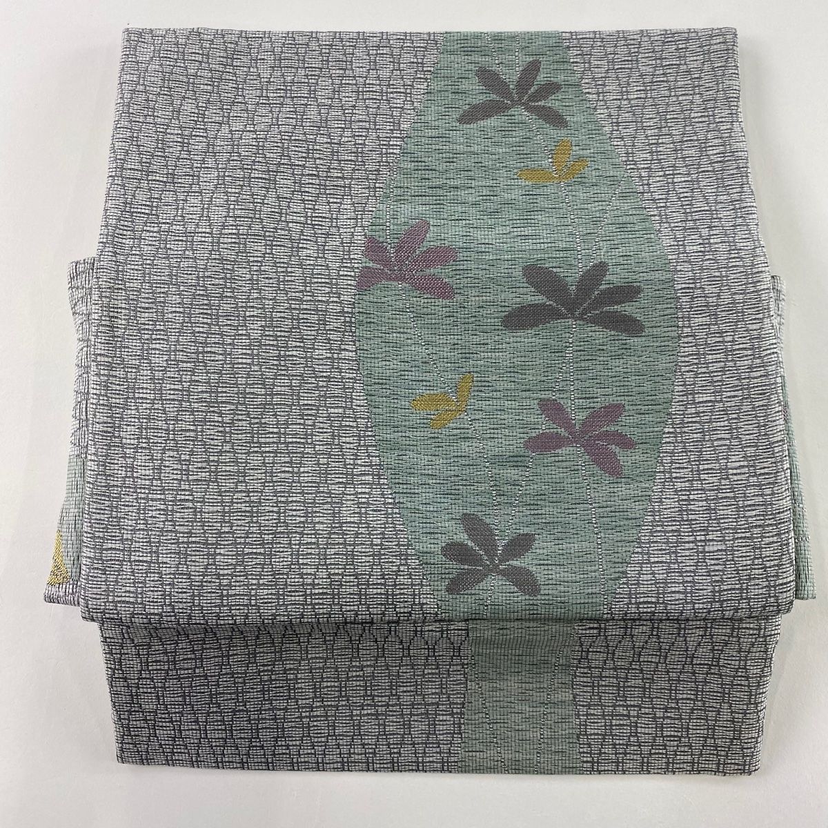 付け帯 作り帯 立涌 花 灰色 正絹