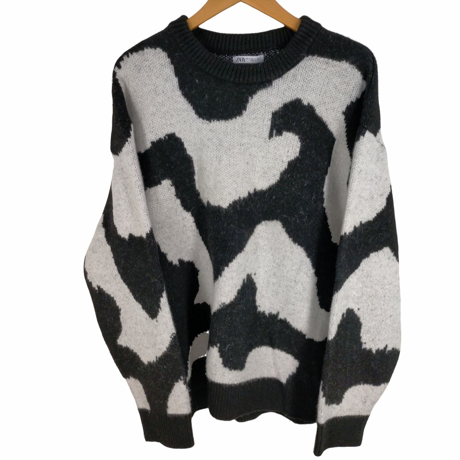 ザラ ZARA ABSTRACT JACQUARD SWEATER バイカラーニット メンズ