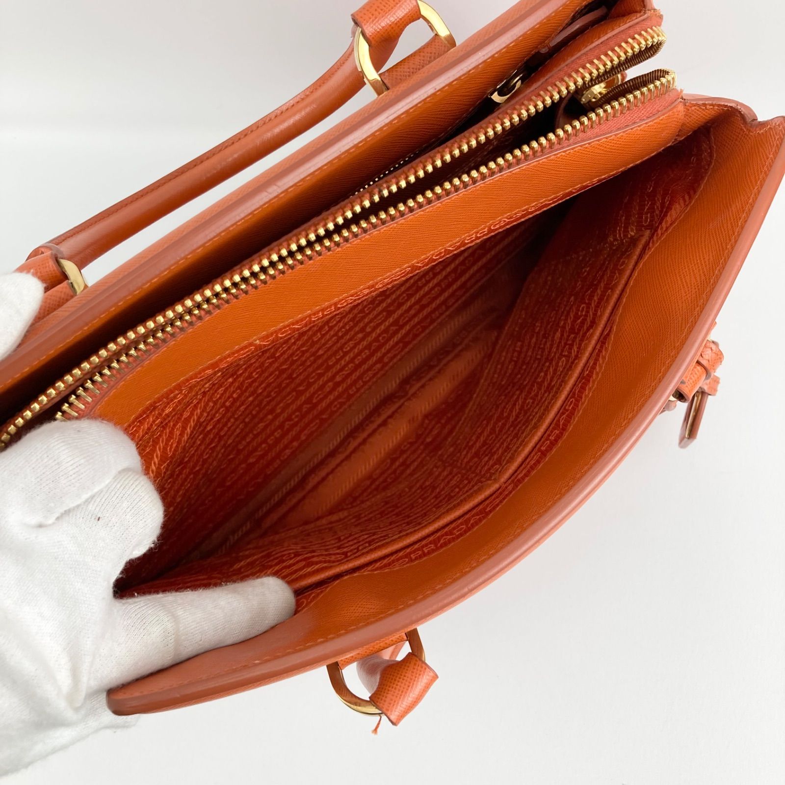 PRADA プラダ BN2412 サフィアーノ ラクス ハンドバッグ オレンジ 
