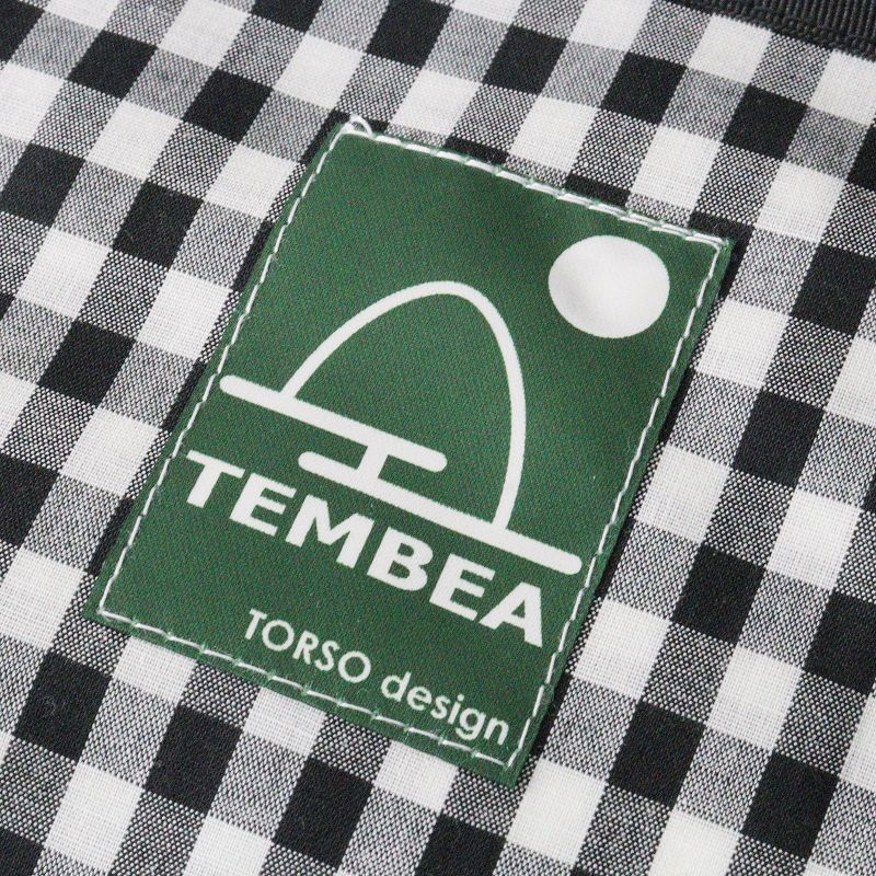 美品 テンベア TEMBEA ギンガムチェックペーパートートバッグ/ブラック