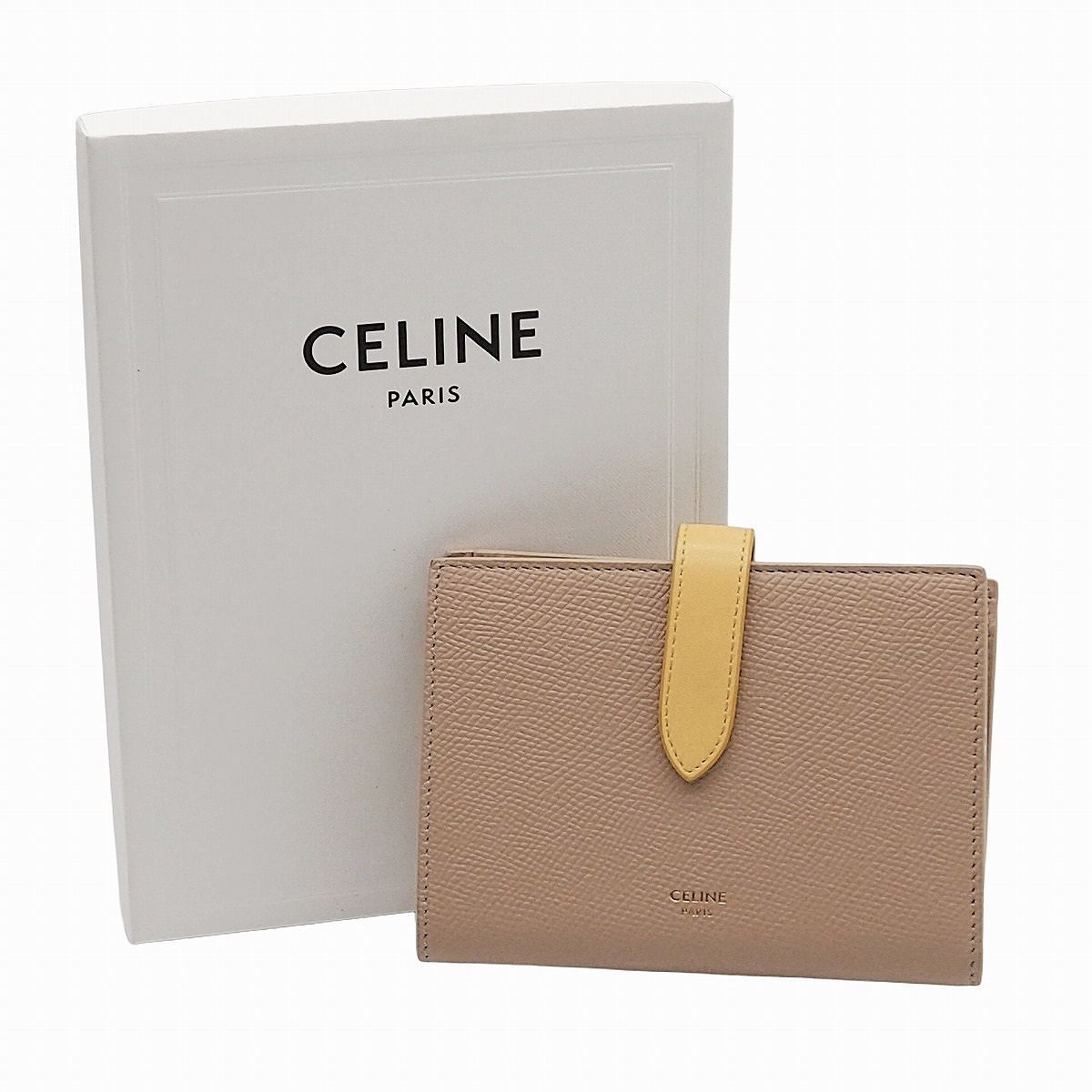 中古】CELINE セリーヌ ミディアム ストラップ ウォレット カーフ