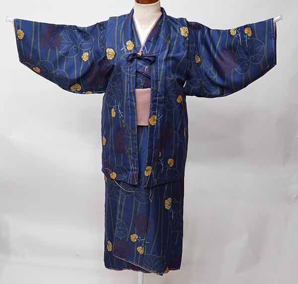 着物 きもの6点セット 男児 男の子 祝着 130cm 9～10才用 紺地 対応身長125cm～135cm NO41709