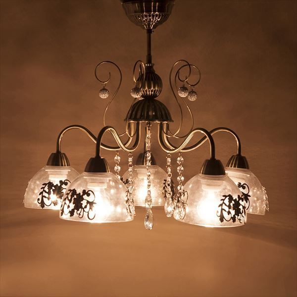 ゴージャス クラシカルシャンデリア クリスタル【5灯】天井照明 ゴールド