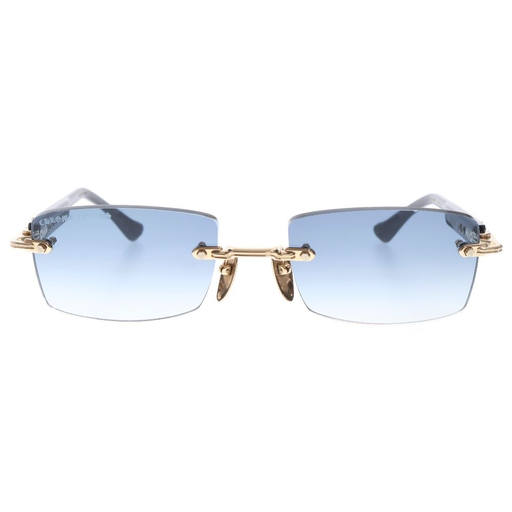 CHROME HEARTS クロムハーツ 57□20-146 DEEP II サイドフローラルクロスリムレス眼鏡 ブラック|ゴールド