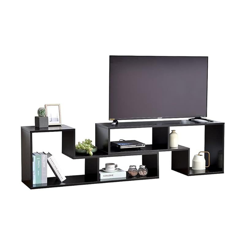 Vanlent テレビ台 ローボード 伸縮幅1050～2100mm コーナー 角度調整 32～62V型対応 簡単組立 (ブラック) 0
