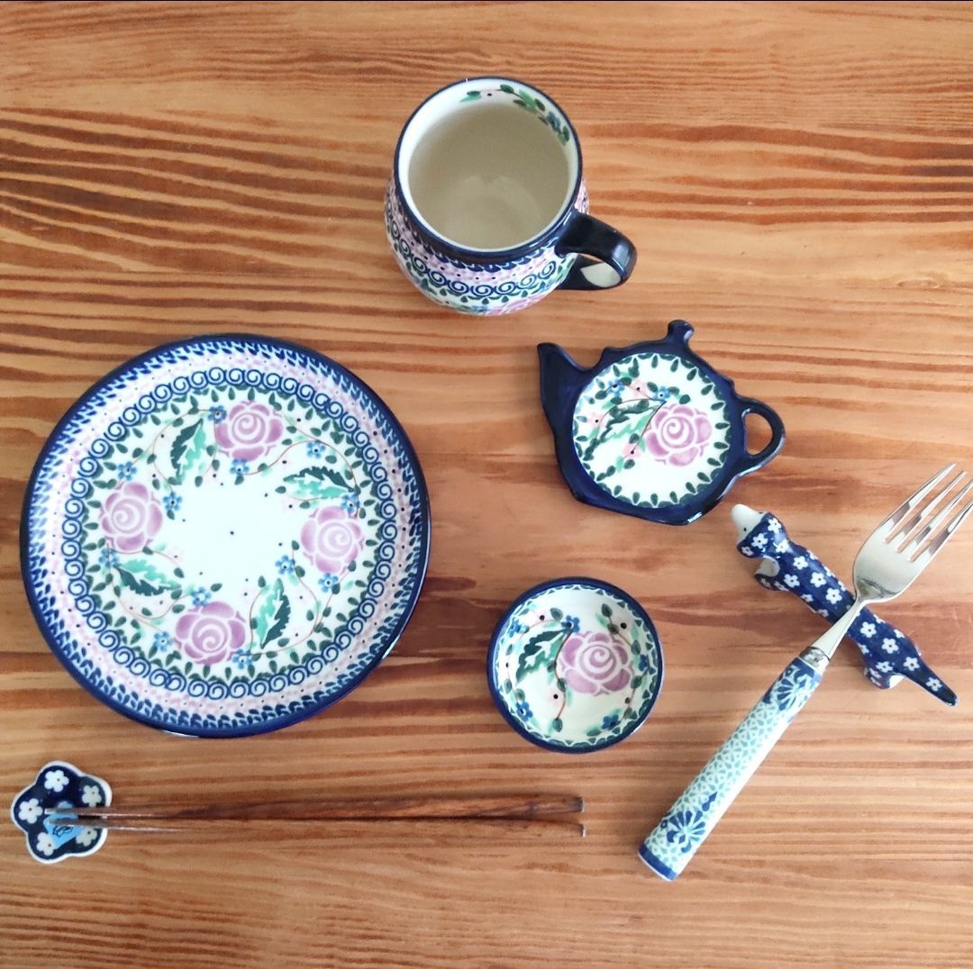 ポーランド食器 紫のバラ模様 取り皿 ツェラミカミレナ社 ポーリッシュ