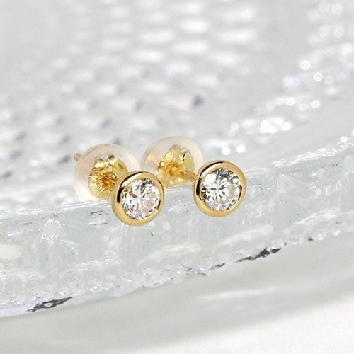 フクリン留　K18天然ダイヤモンドピアス 計0.8ct ブラウン系 K18天然ダイヤモンドピアス 計0.8ct ブラウン系