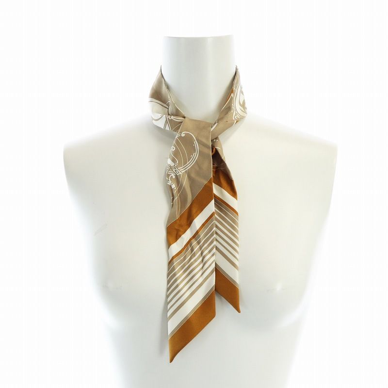 HERMES エルメス ツイリー シルク スカーフ エクスリブリス ブラウン系 HERMES エルメス ツイリー シルク スカーフ エクスリブリス