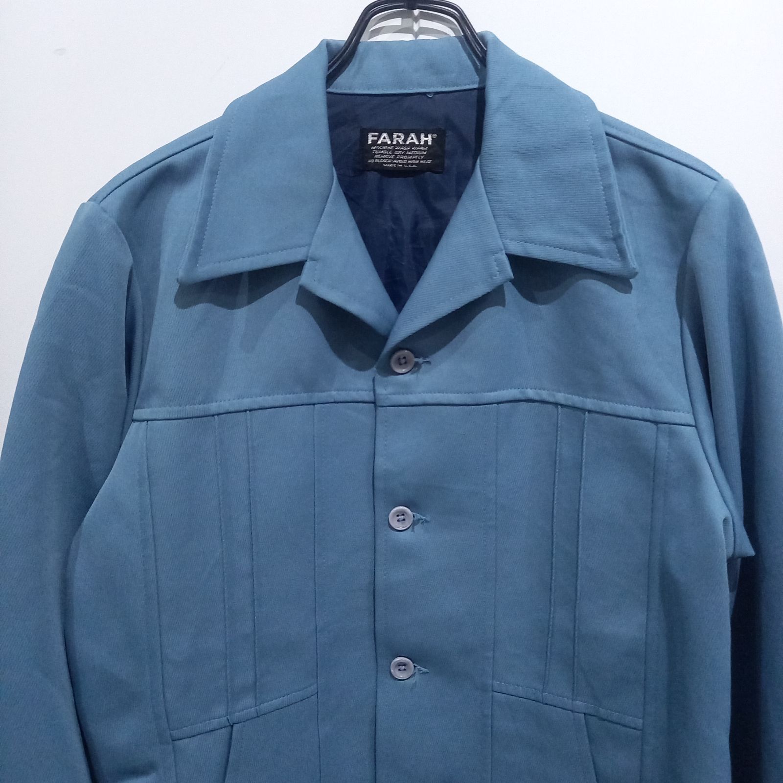 70s USA製 FARAH シャツジャケット Mサイズ相当 水色 - メルカリ