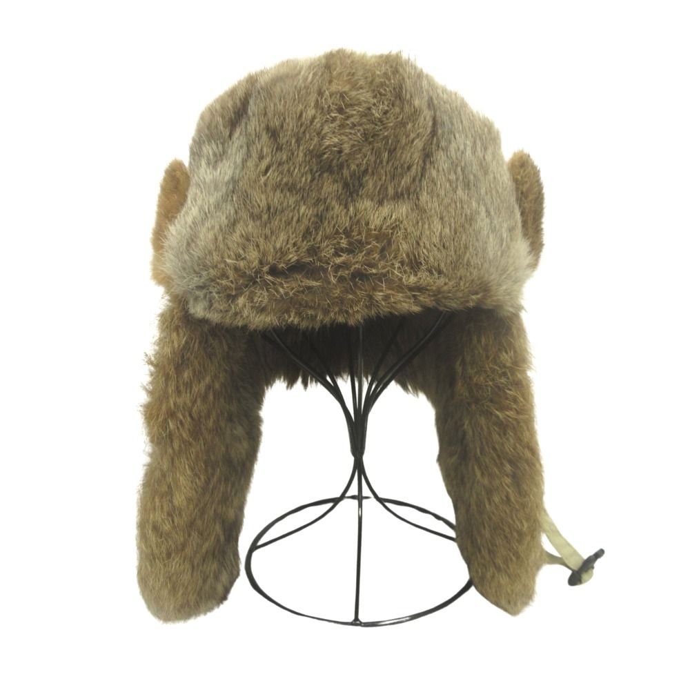 全国配信早速送料無料！ MONCLER モンクレール フライト パイロット キャップ 帽子 耳当て ミリタリー ラビットファー 茶タグ ベージュ メンズ 古着