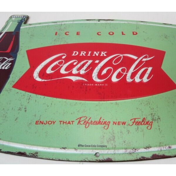 エンボスメタルサイン COCA-COLA ICE COLD w/THERMOMETER