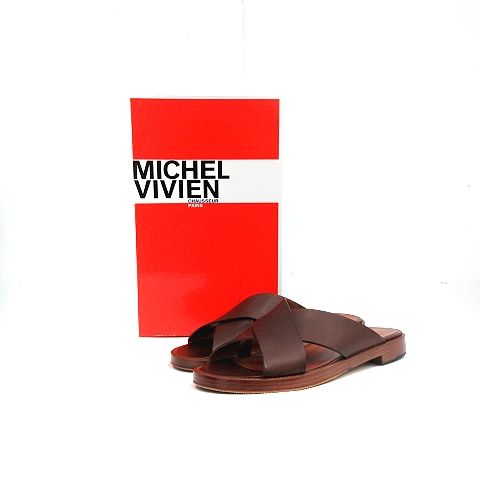  ミッシェル ヴィヴィアン MICHEL VIVIEN サンダル レザー I 37 茶 ブラウン AK サンダル サンダル ミュール