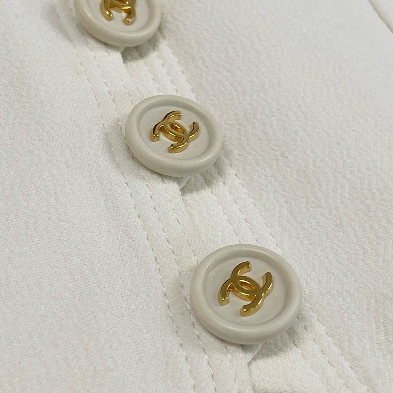 極美品】CHANEL シャネル ノーカラー ロングコート 金ボタン 花柄 36