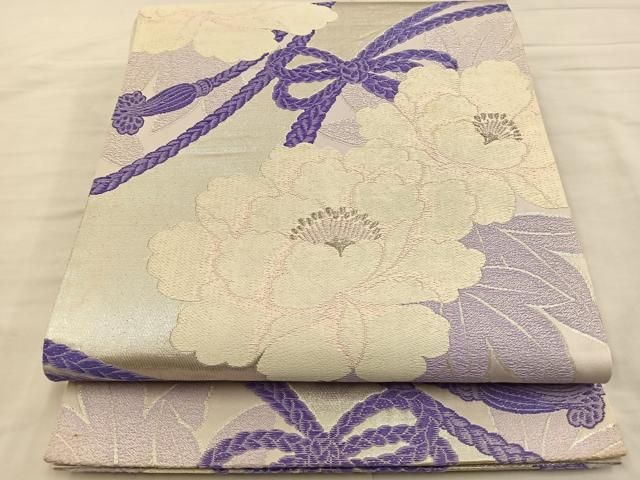 豪華袋帯 平和屋着物◎六通柄袋帯 唐織 草花文 銀糸 やまとオリジナル