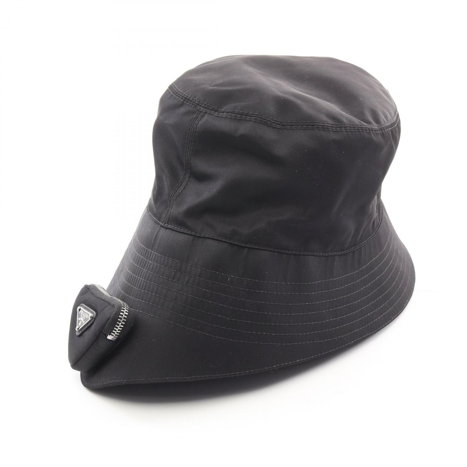 ♡ PRADA バケットハット RE-NYLON 三角プレート ブラック M ⭐超美品