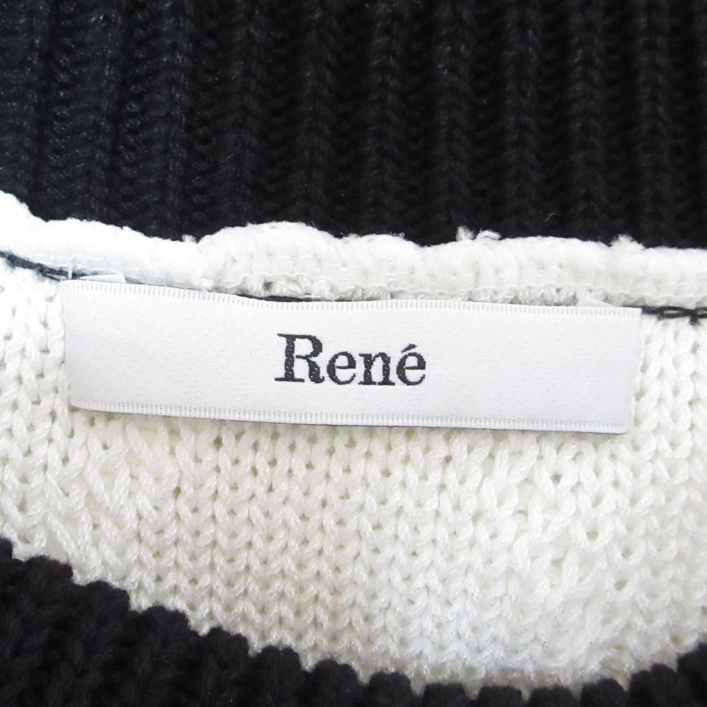 美品 Rene ルネ 2024年製 サイドリボン ノースリーブ ケーブルニット セーター ベスト 36 ホワイト レディース 古着 中古 美品 Rene ルネ 2024年製 サイドリボン ノースリーブ ケーブル