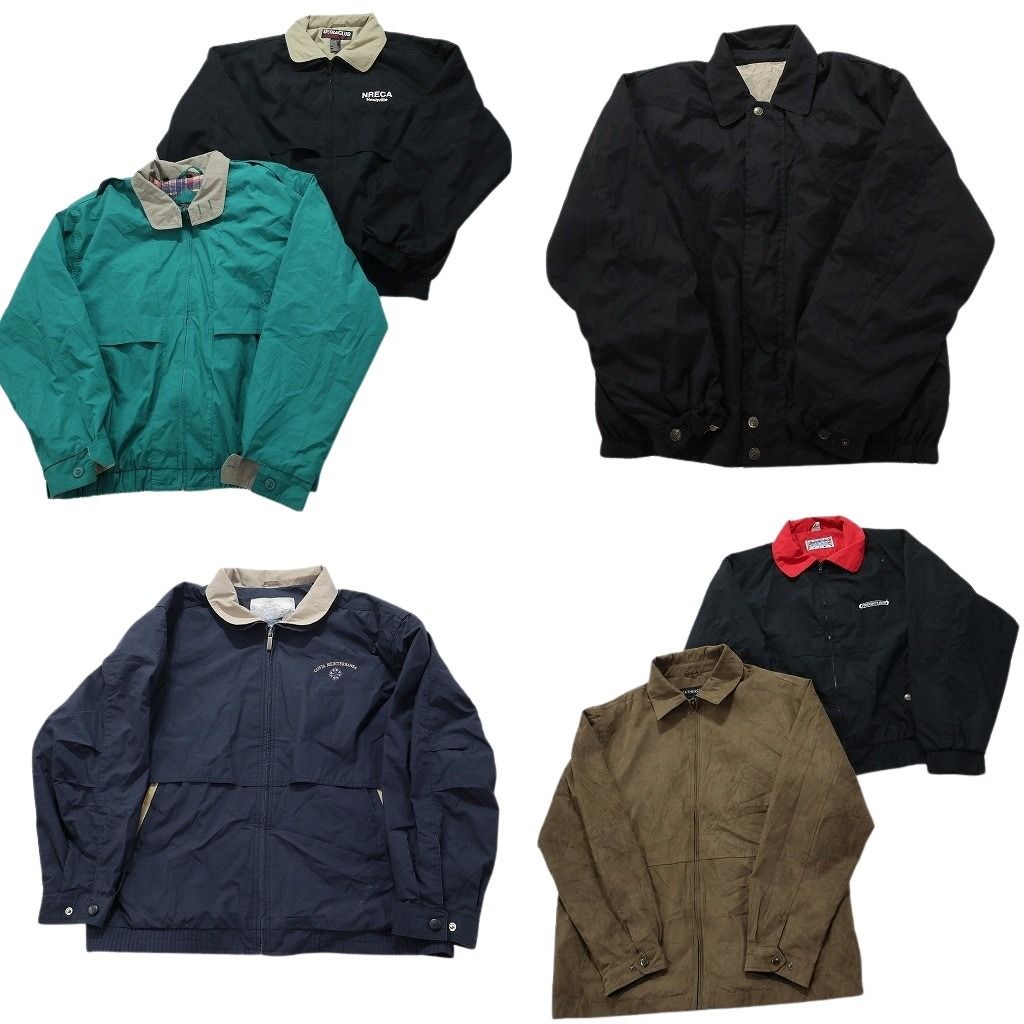古着卸 まとめ売り 襟付きブルゾン ジャケット 6枚セット (メンズ L ) 無地 刺 ワンポイント 裏地チェック  古着 NC0170
