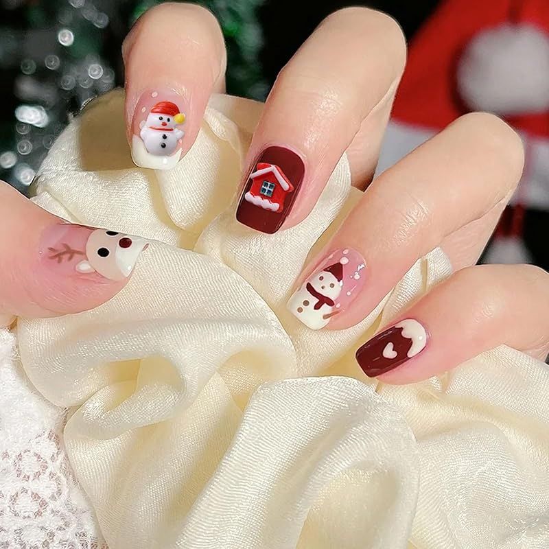クリスマス ネイルパーツ 約100個入り 3D 可愛い サンタ 雪だるま