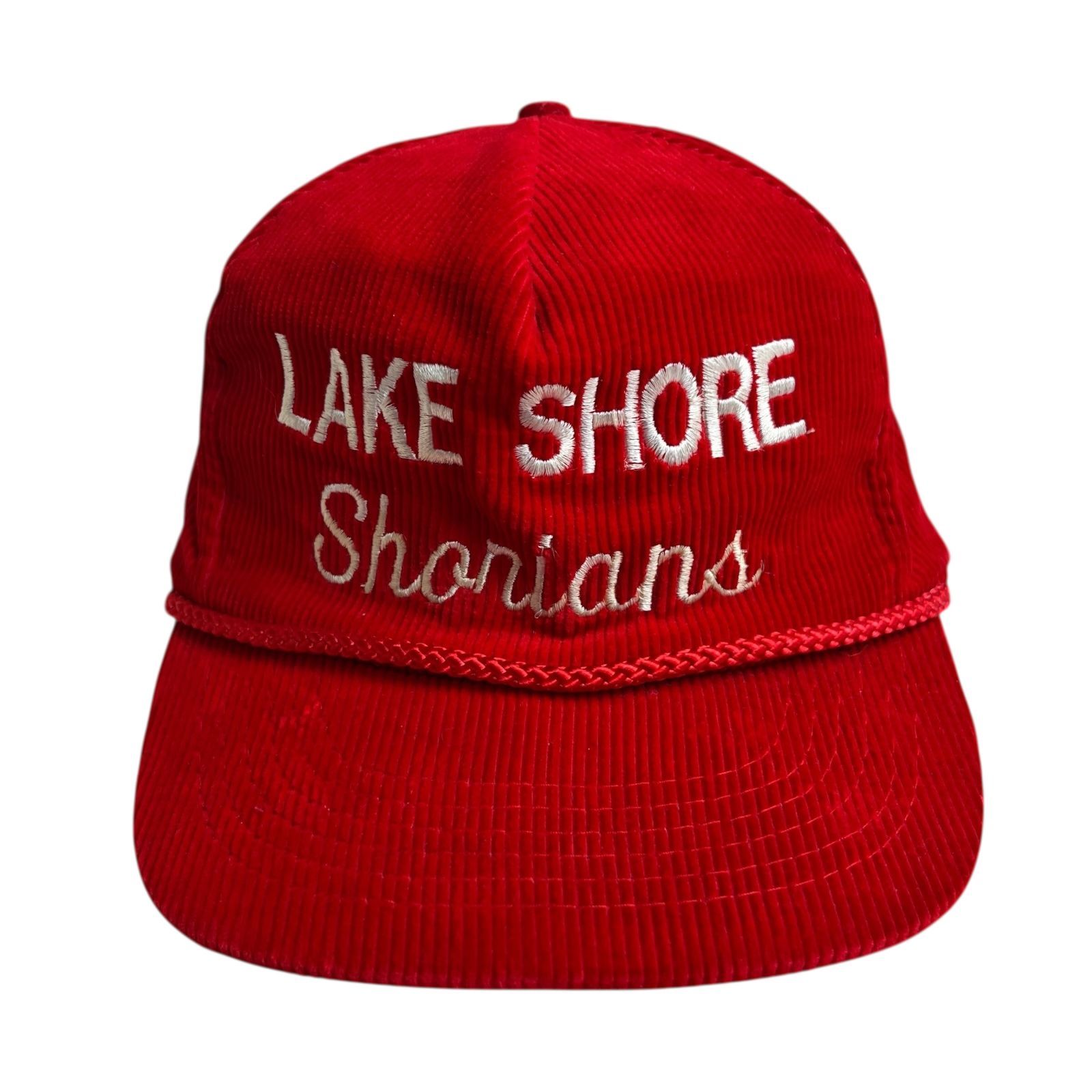 キャップ|帽子 90s LAKE SHORE Shorians レイク ショア ビンテージ コーデュロイ トラッカーキャップ レッド 赤 ホワイト 白