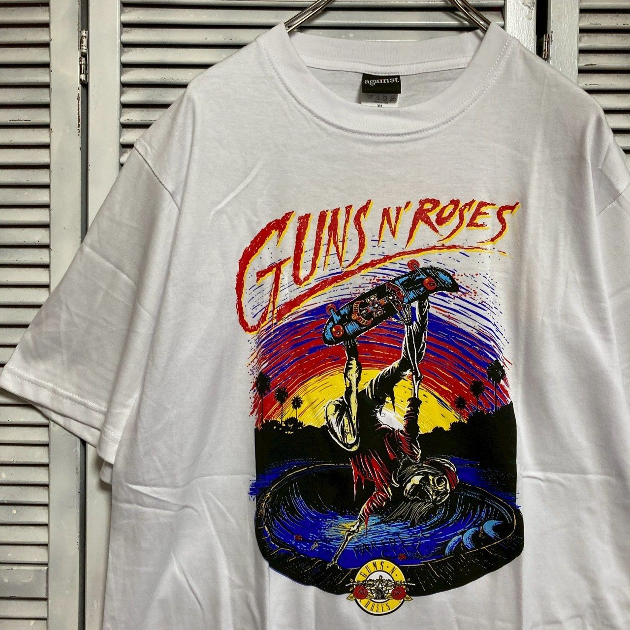 ⭐︎ ガンズアンドローゼス GUNS N ROSES T 白 バンド ミュージック 