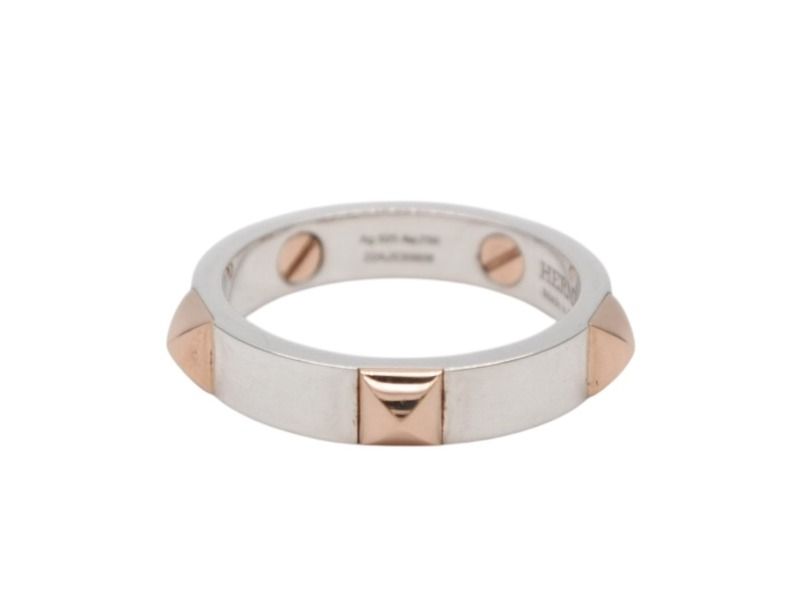 HERMES エルメス クルー ドゥ H 5クルー リング 指輪 H123646B 重量約5.0g サイズ55 14.5号 シルバー925 ピンクゴールド750 4b007807