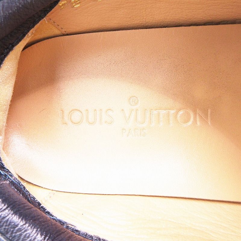 ルイヴィトン LOUIS VUITTON ウィングチップ レザー スニーカー ローカット レースアップ シューズ 靴 5 M 24.5 黒 ブラック ur91