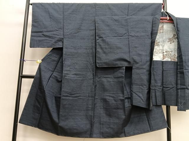 平和屋着物○男性 色紋付 藍鉄色 正絹 逸品 CAAR8083vf