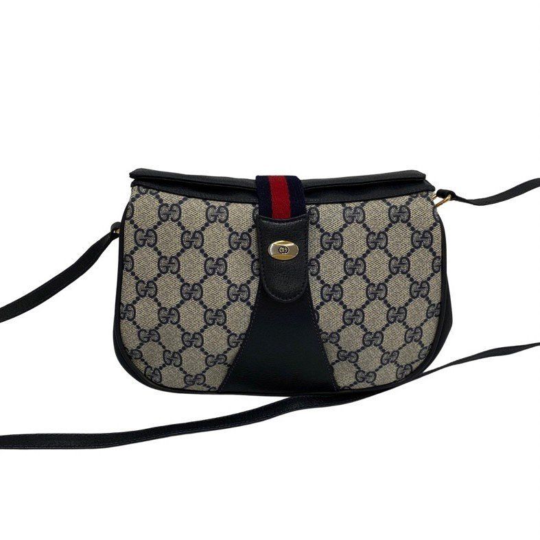 レア 美品 GUCCI オールドグッチシェリーライン ネイビー ショルダーバッグ