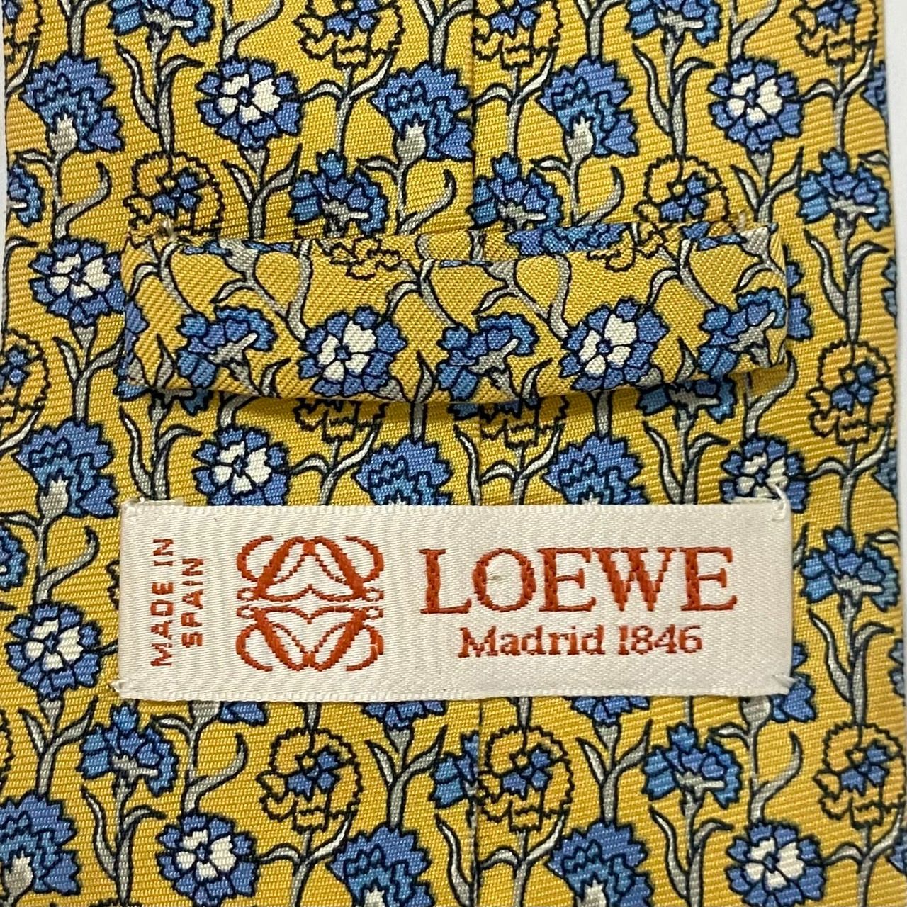 【新品タグ付き✨】ロエベ ネクタイ イエロー 花柄 総柄 アナグラム シルク SJ3【LOEWE】ネクタイ SILK/シルク 100% イエロー/黄色 ブルー