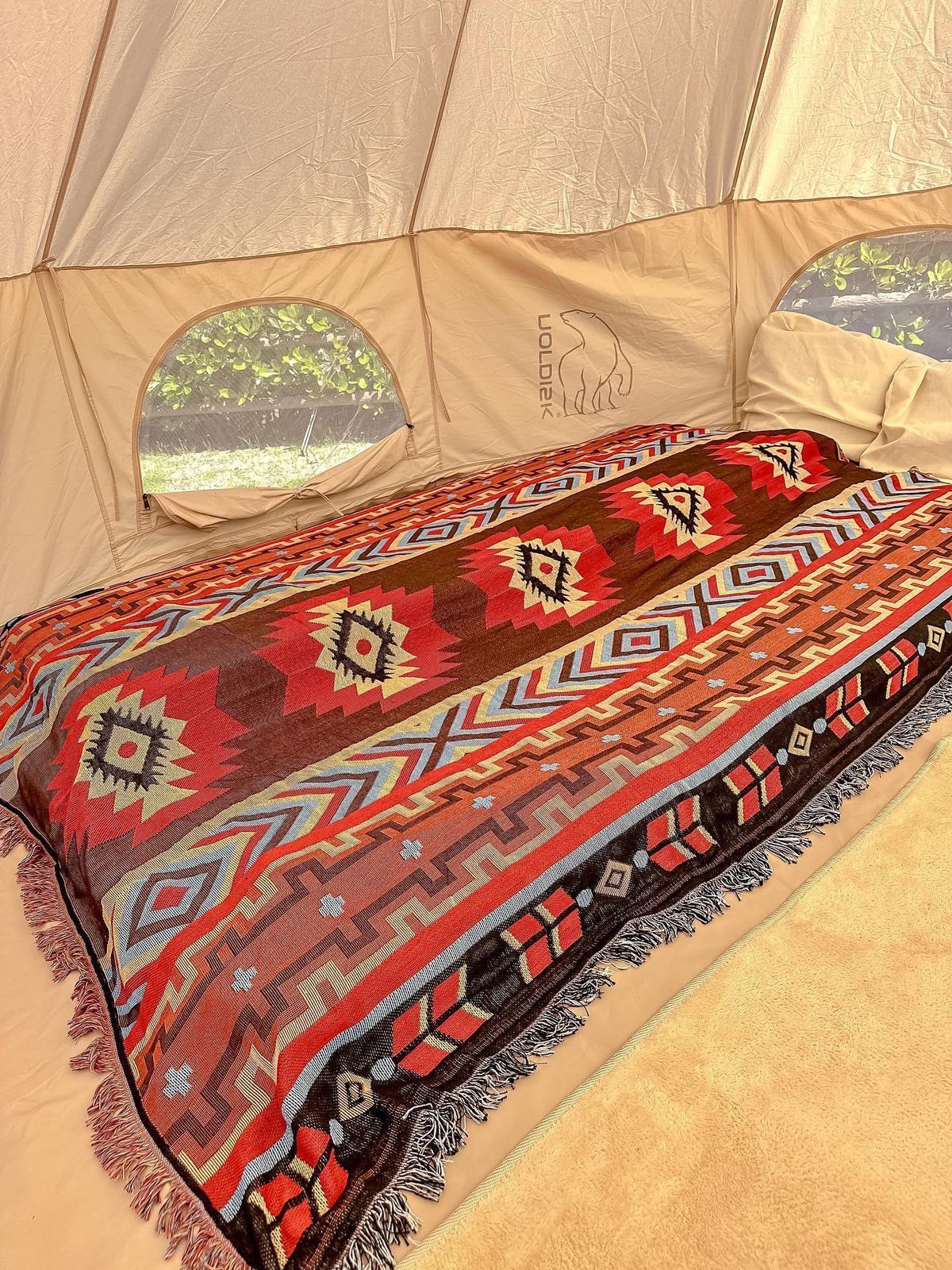 Peel Forest マルチカバーメキシカンラグ ネイティブ柄 オルテガ柄 キャンプラグ サドルブランケット 車中泊マット アウトドア バンライフ  多機能 民族風 部族 黒と白 230X340cm… Peel Forest マルチカバーメキシカンラグ ネイティブ柄 オルテガ柄 キャンプラグ サドル  ..., image size:1200x1600