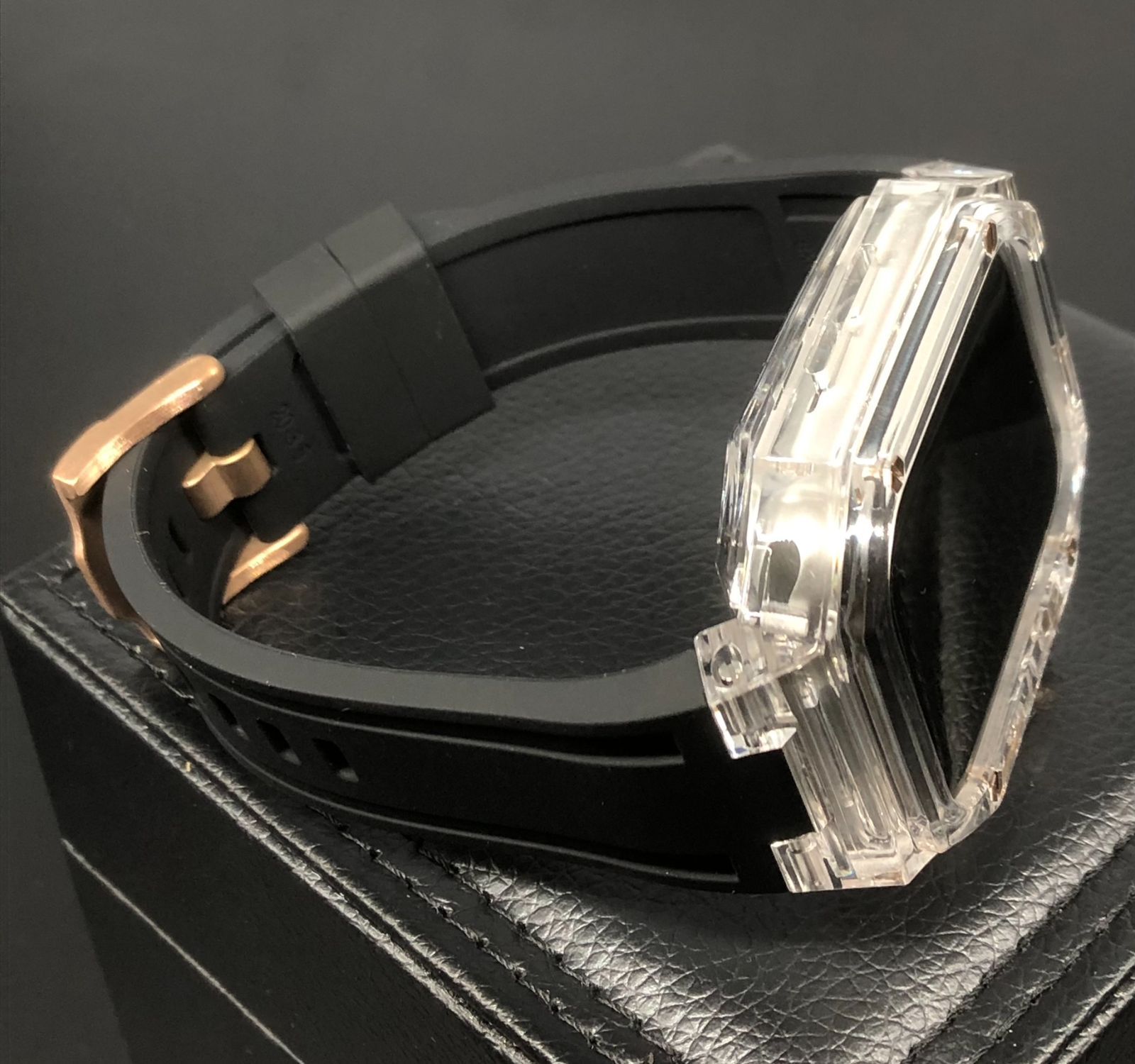 GimelZayin zc ローズゴールド クリア ブラック☆アップルウォッチ 