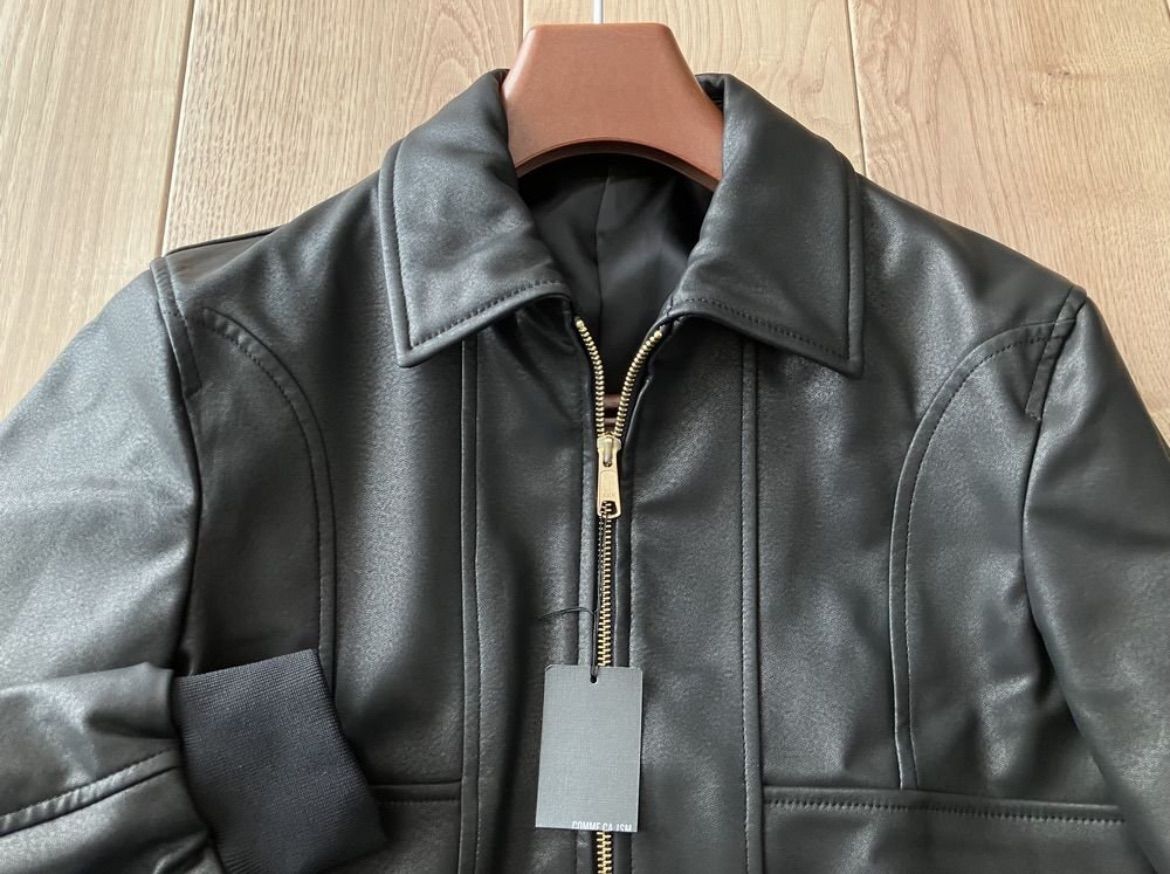 COMME CA MEN コムサメン ライダース レザージャケット 黒 Sサイズ ラムナッパ シングルライダースブルゾン（0731LK01