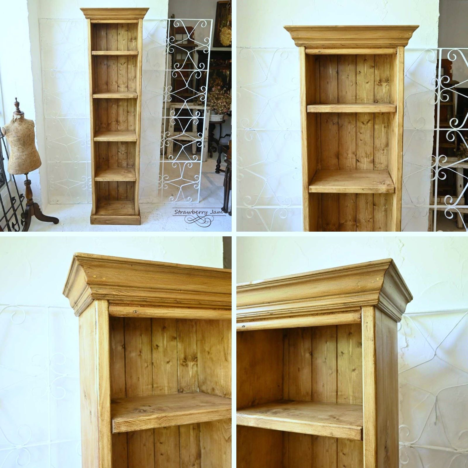 L3705-232 英国アンティーク パイン オープンブックケース 棚 本棚