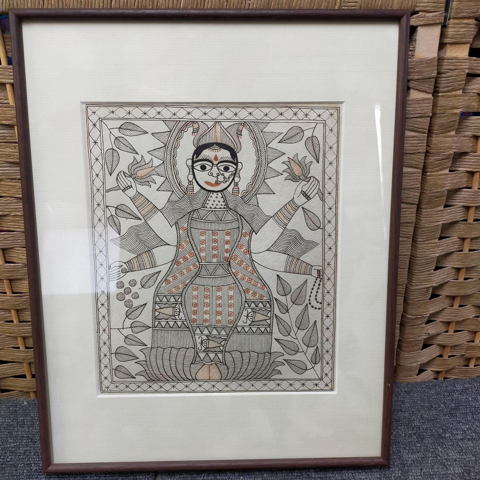 E02-20250611-72 インド民芸画 ミティラー画 マドゥバニ画