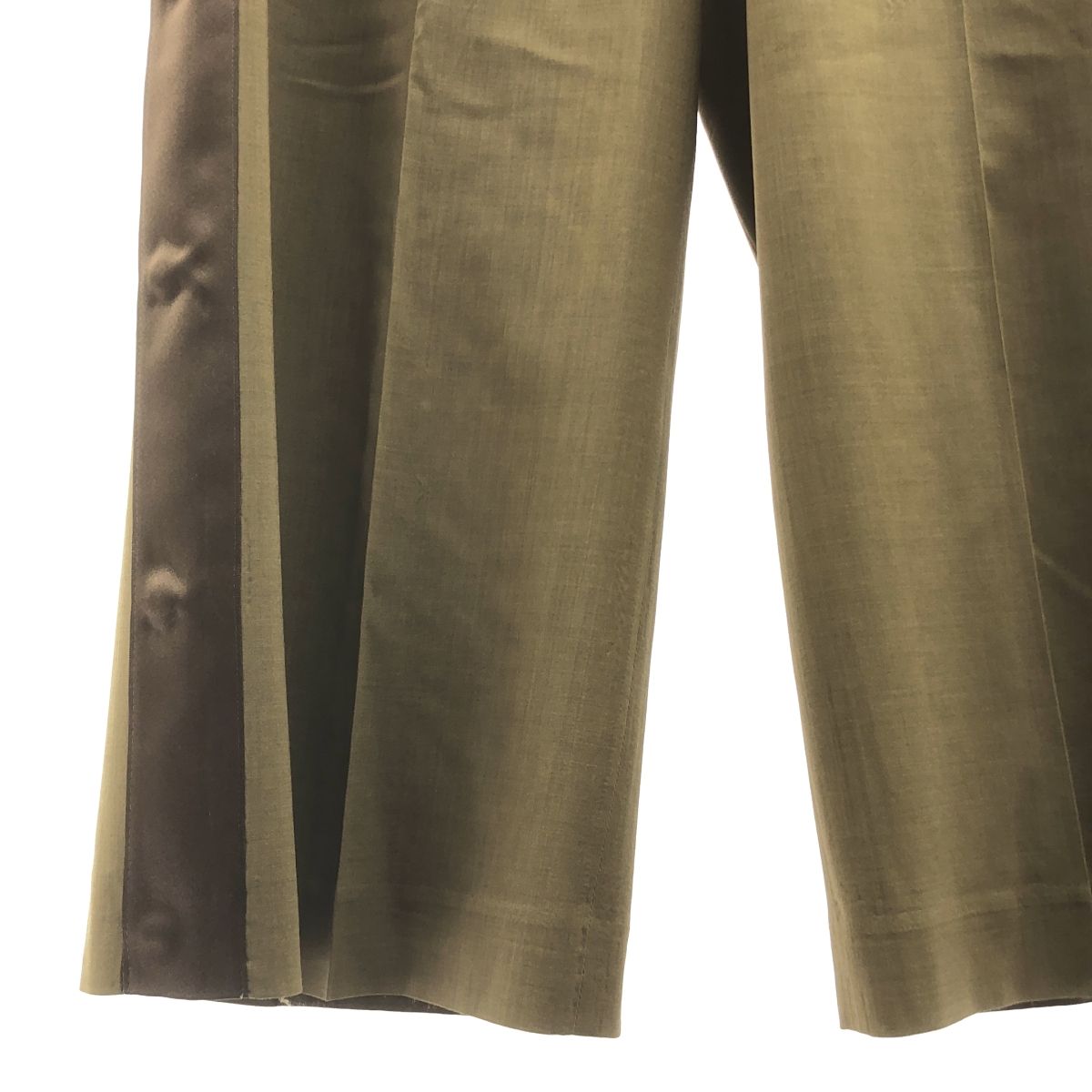 質の良い sacai | サカイ | 2021AW | サイドライン 裾ボタン スリット タック ワイド スラックス パンツ | 総裏地 | 2 | ブラウン | レディース