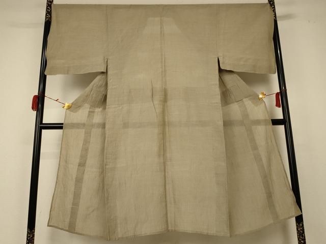 平和屋着物＊夏物 男性 小千谷ちぢみ 色無地 枯色 麻 AABC1802jd