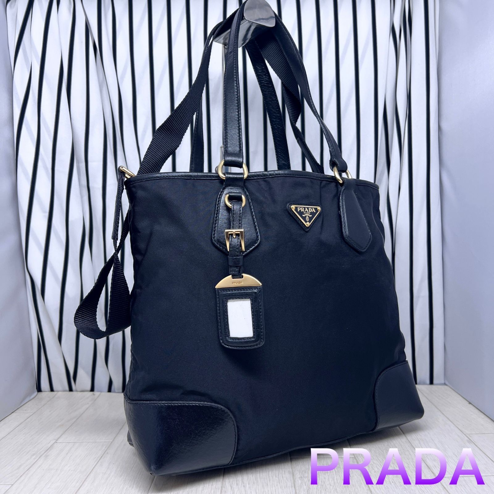 【美品】PRADA×プラダ A4収納可能2Way斜めがけショルダートートバッグ