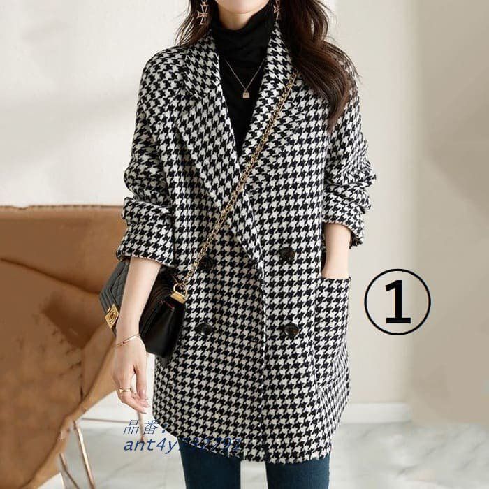 千鳥格子 テーラード ジャケット レディース コート 春秋冬 30代 通勤