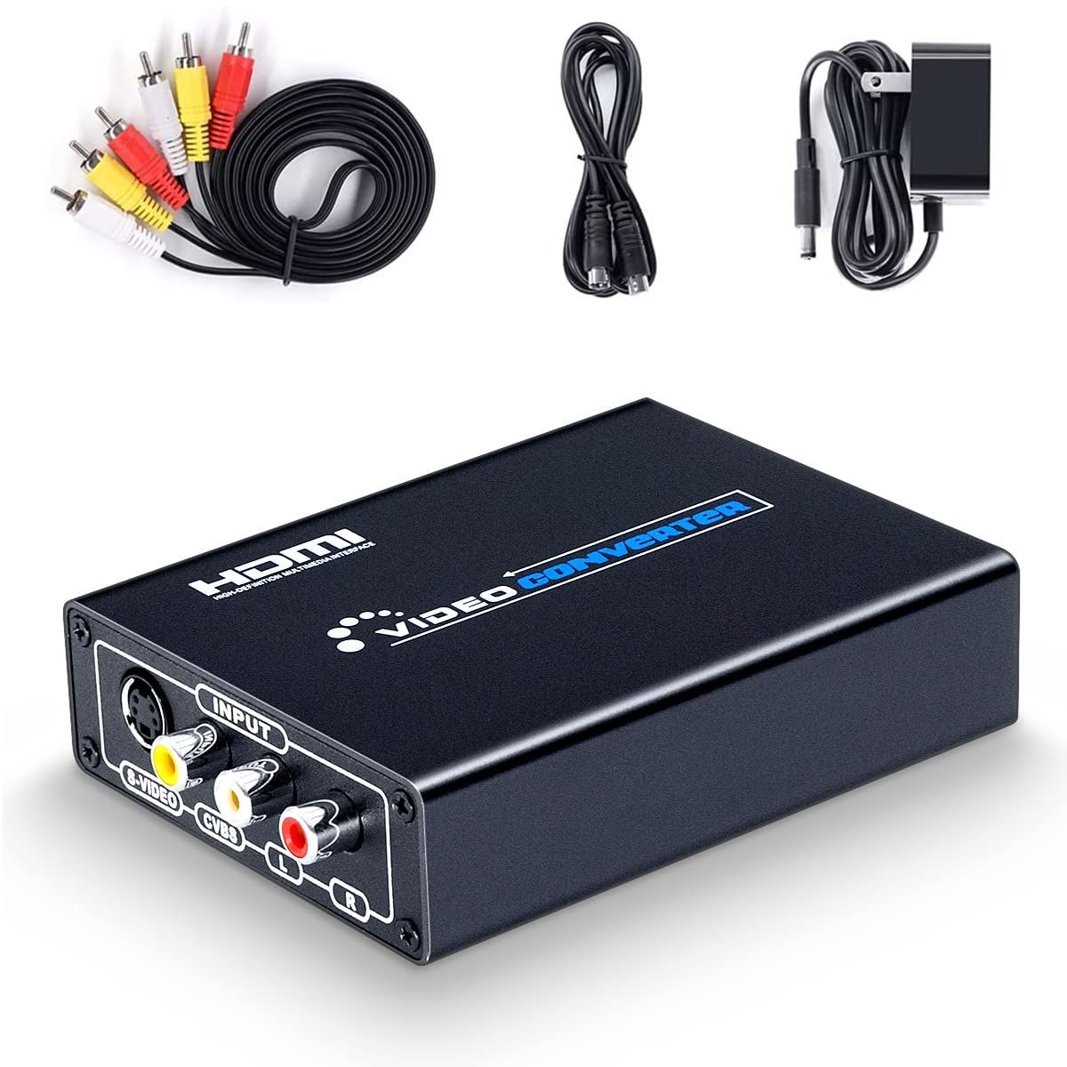 数量 HDMI 変換器 3RCA AV|S-Video to to HDMI コンバーター アナログ映像→HDMI化 コンポジット|S端子 レトロゲーム機 セガサターン|SFC| N64| PS1 VHSビデオデッキなどに適用 ELEVIEW S端子ケ