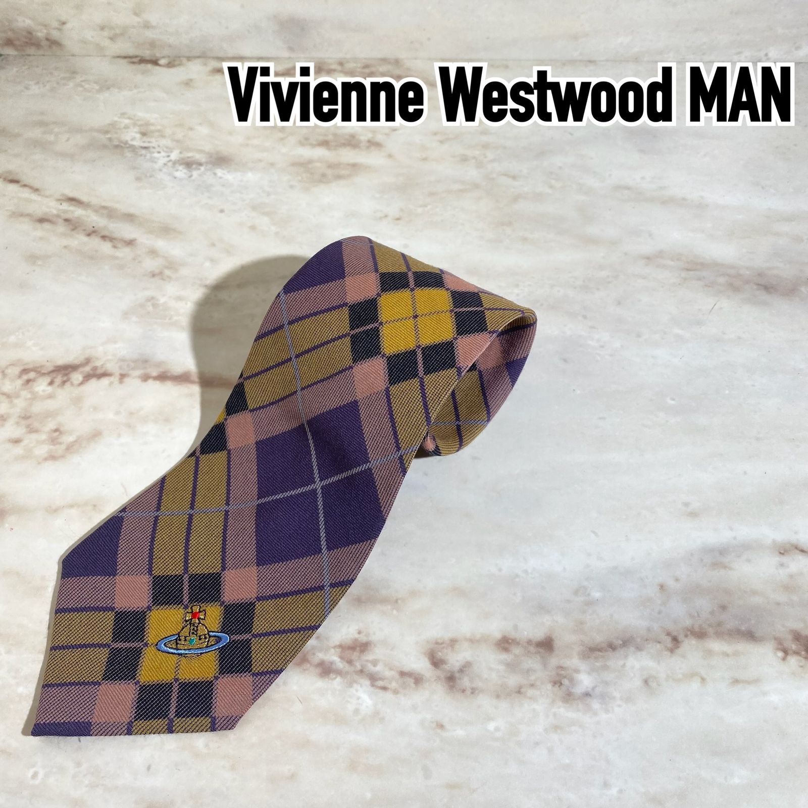 【個性派】和柄 vivienne westwood ヴィヴィアンウエストウッドマン ネクタイ オーブ チェック RP D1