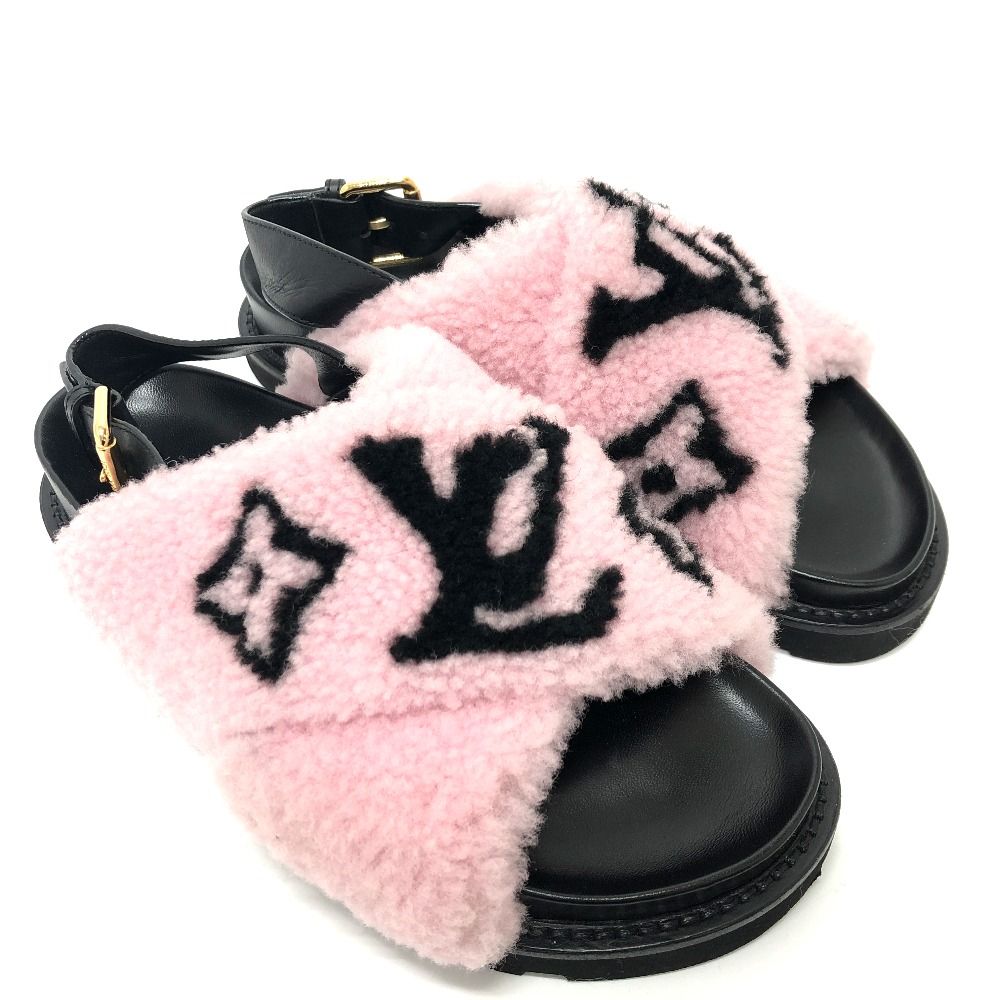 LOUIS VUITTON ルイヴィトン サンダル ファー ロゴ ファー - メルカリ