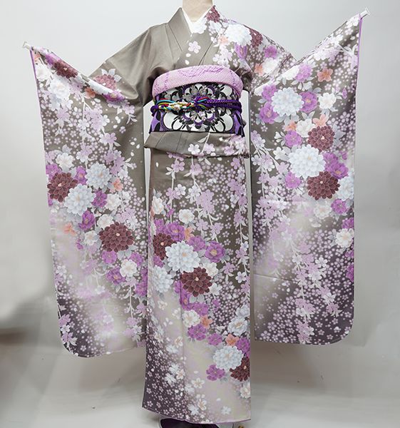 山本寛斎 紫陽花 浴衣 反物 灰紫 クインサイズ 高級本染 #4808