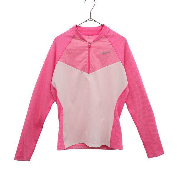 【送料無料，格安】 ナイキゴルフ ハーフジップ 長袖 トップス ゴルフウェア S ピンク NIKE GOLF レディース 【中古】  【230408】 レインウェア