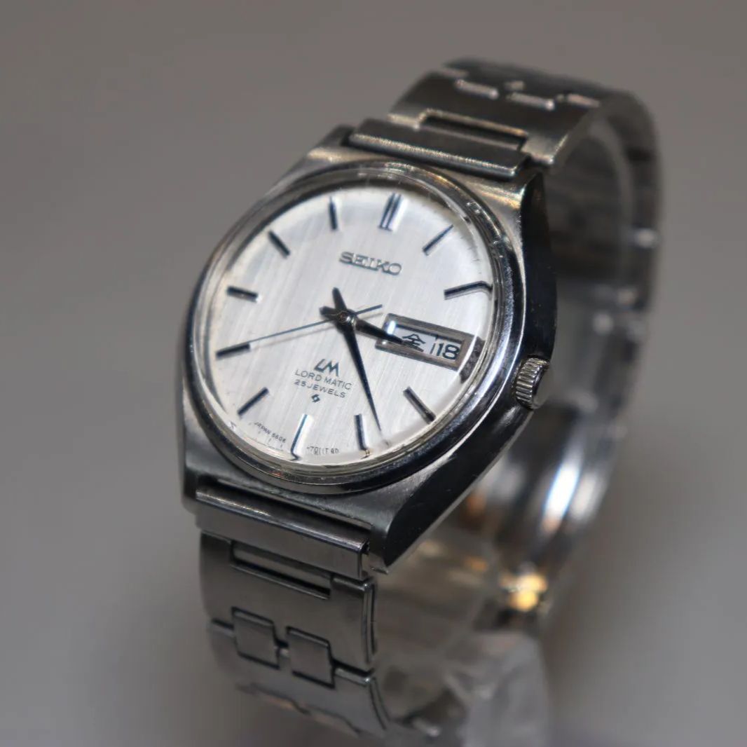 1970年代製】SEIKO LM (LORD MATIC）絹目模様シルバーダイヤル 